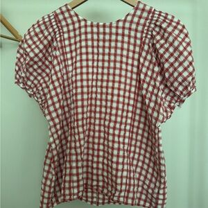 Madewell Red and White Checkered Blouse
